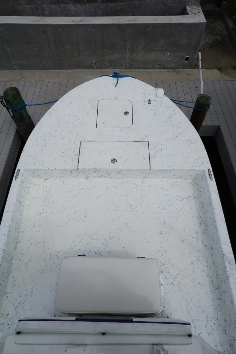 Slide: The Image of 2008 Marshall 21 Topwater Sport boat docked, aerial view. - 4