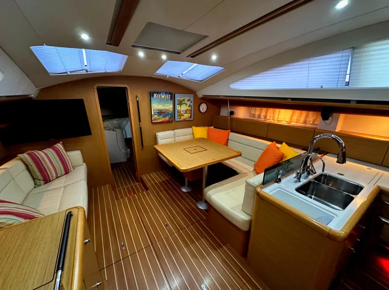 Slide: The Image of Luxurious interior of 2010 Jeanneau Sun Odyssey 50 DS yacht with modern amenities. - 24
