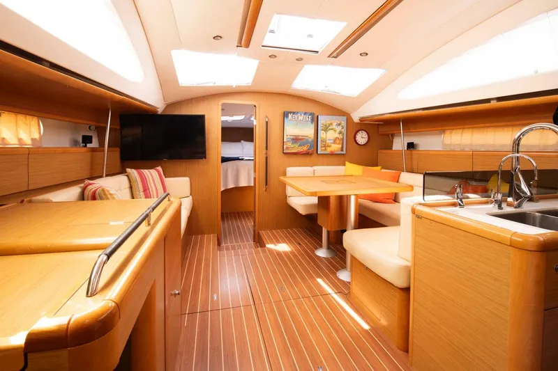Slide: The Image of Luxurious interior of 2010 Jeanneau Sun Odyssey 50 DS yacht with modern amenities. - 51