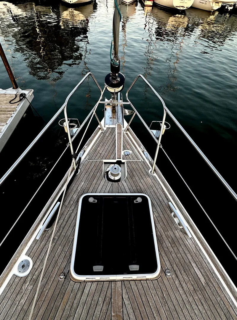 Slide: The Image of Bow of 2010 Jeanneau Sun Odyssey 50 DS yacht at marina. - 7