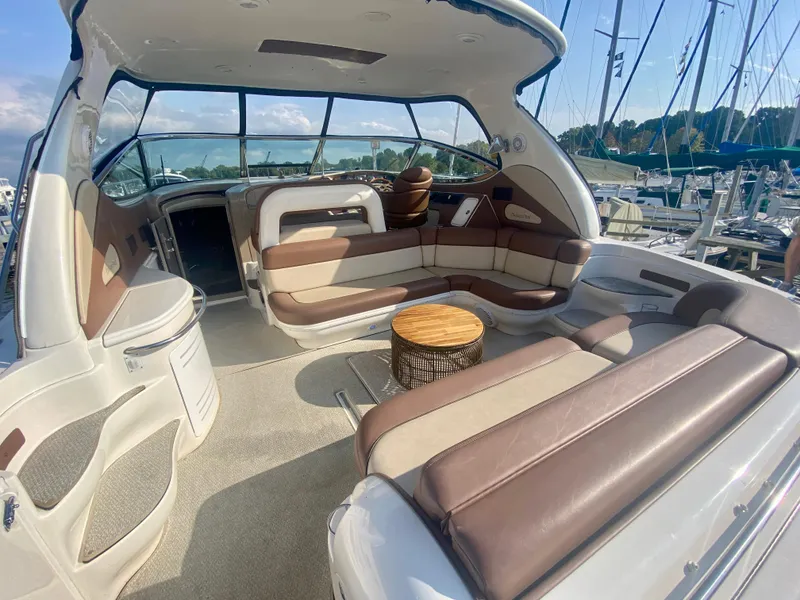 Slide: The Image of Luxurious 2001 Sea Ray 510 Sundancer yacht interior with plush seating and elegant design. - 21