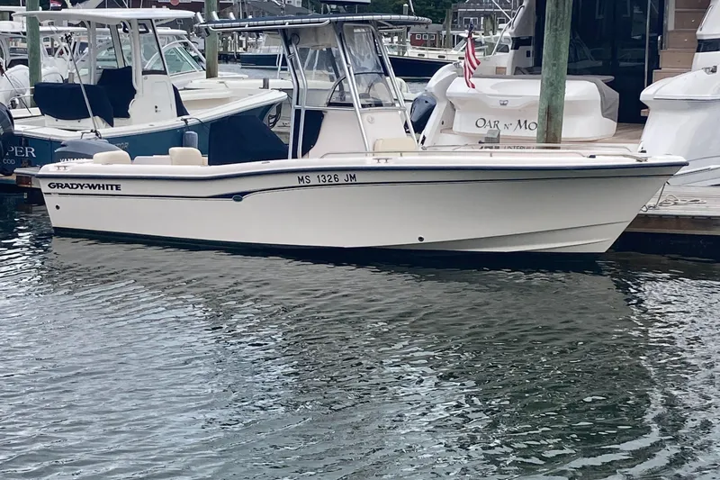 Slide: The Image of 2006 Grady-White 222 Fisherman boat docked in marina. - 4
