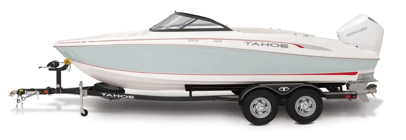 Slide: The Image of 2024 Tahoe 210 S boat on trailer, side view. - 8