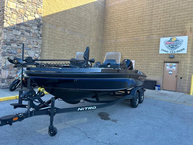 The Image of 2024 Nitro ZV20 boat on trailer outside Power Pros building. - 0