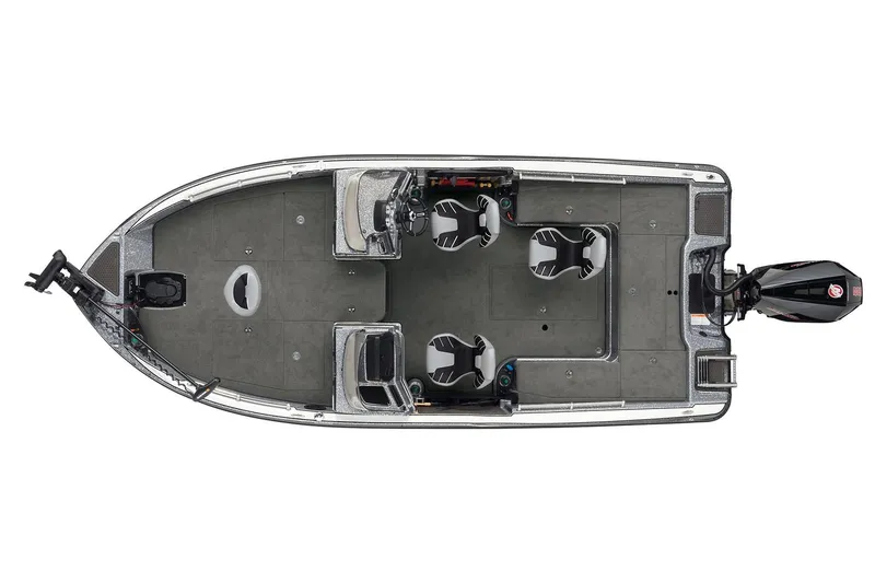 Slide: The Image of 2024 Nitro ZV20 fishing boat, top view, showcasing seating and deck layout. - 23