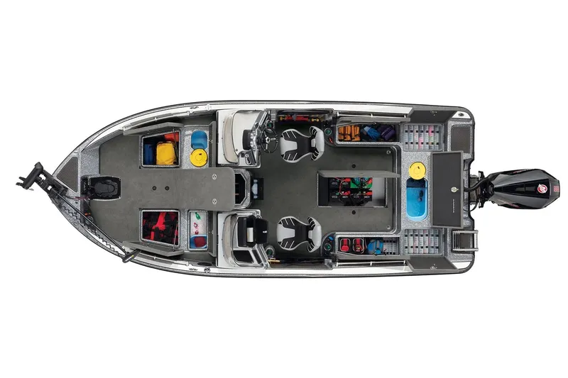 Slide: The Image of 2024 Nitro ZV20 boat interior layout with seating, storage, and motor. - 24