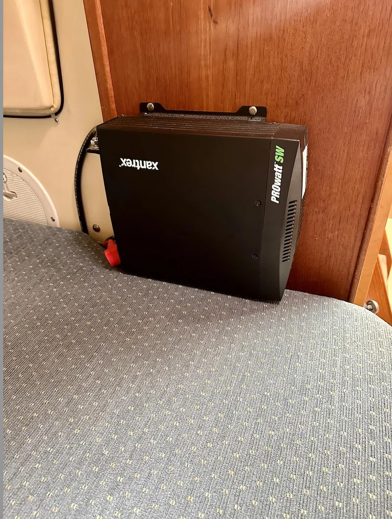 Slide: The Image of Xantrex inverter installed on 1987 Island Packet 31 sailboat interior. - 16