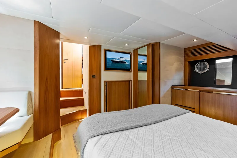 Slide: The Image of Luxurious cabin interior of 2013 Absolute 55 FLY yacht with modern wood finishes. - 49