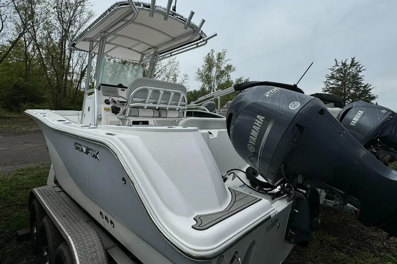 Slide: The Image of 2023 Sea Fox 228 Commander boat with Yamaha outboard motor on trailer. - 7