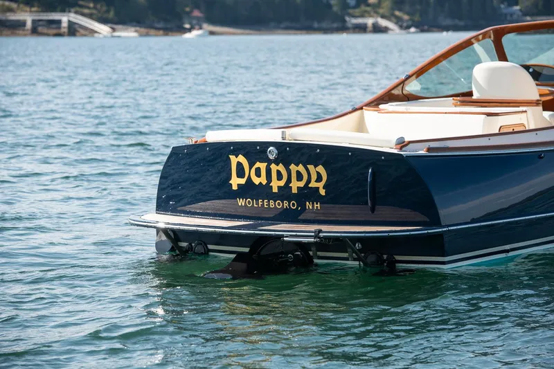 Slide: The Image of 2004 Hinckley Talaria 29 Runabout named "Pappy" on water, Wolfeboro, NH. - 35