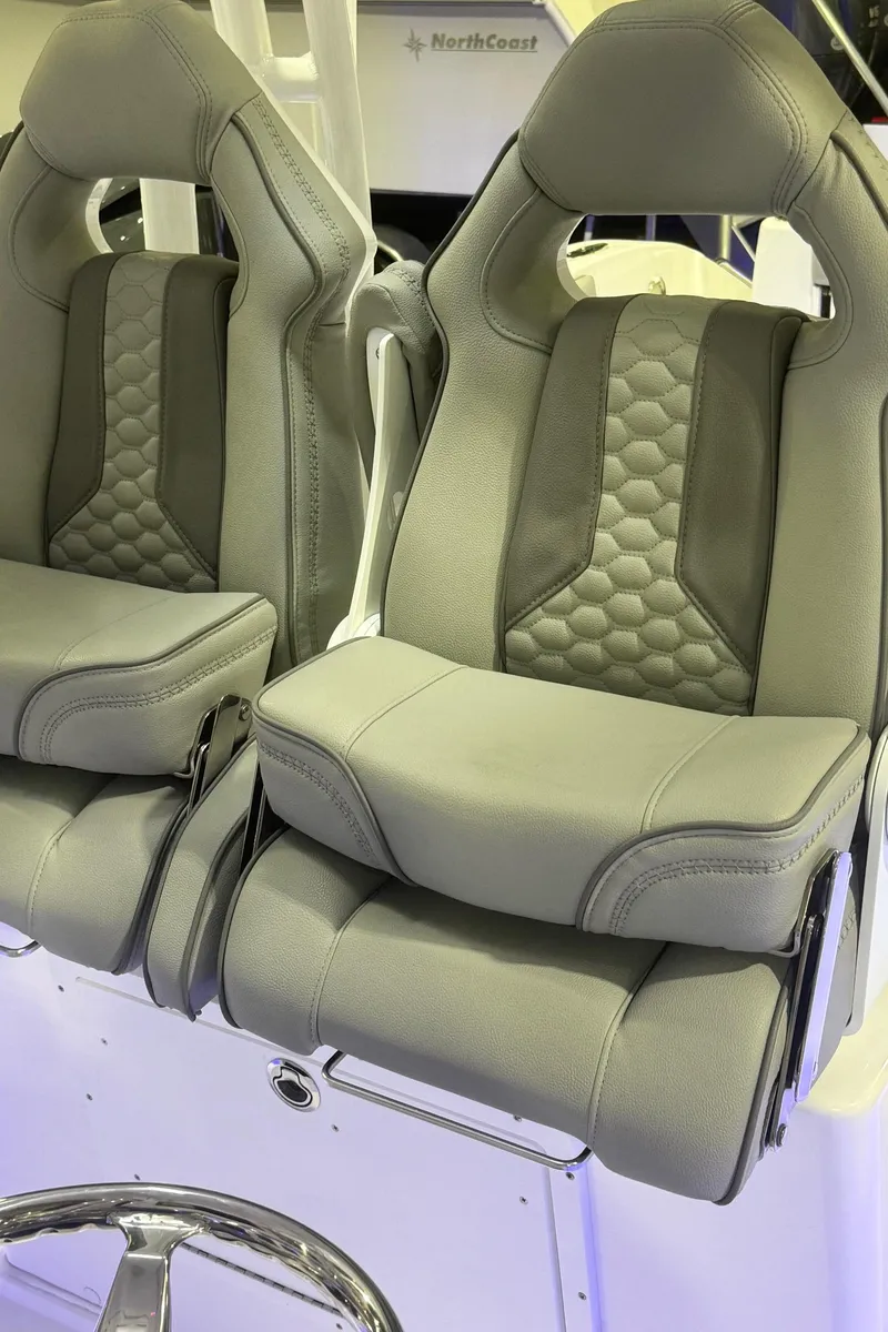 Slide: The Image of 2023 Cape Horn 34 XS boat seats with modern design and premium upholstery. - 13