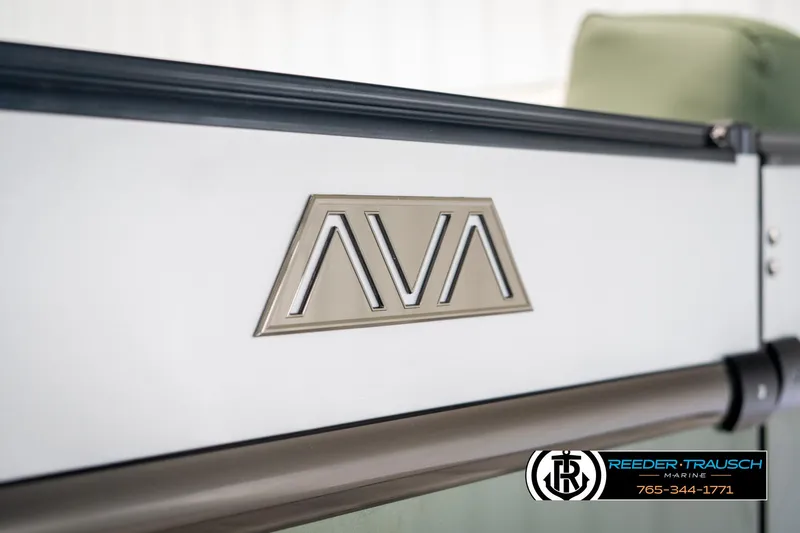 Slide: The Image of 2025 Avalon Catalina Entertainer boat logo with Reeder-Trausch Marine branding. - 45