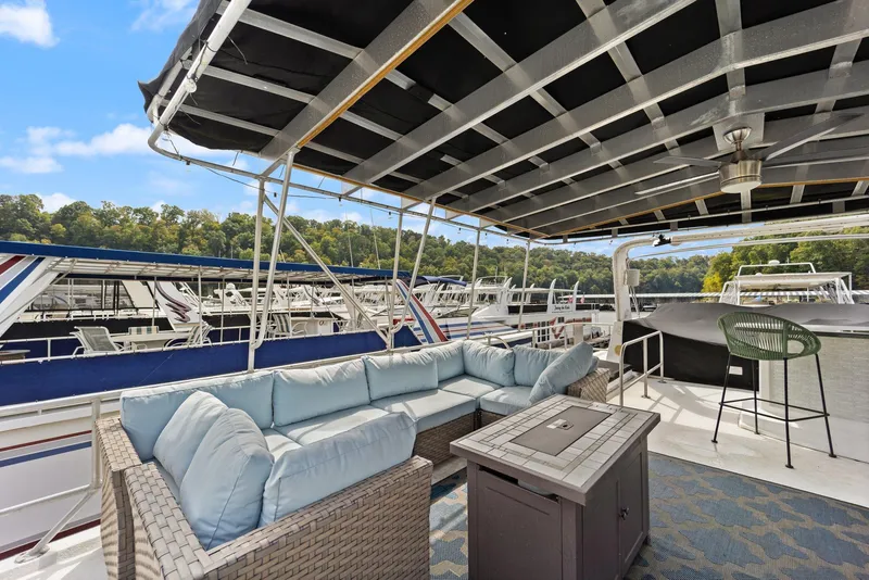 Slide: The Image of Luxurious 2003 Monticello 18 X 70 River Yacht with spacious outdoor seating area. - 20