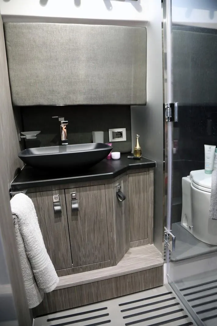 Slide: The Image of Modern bathroom in 2025 Ranieri CAYMAN 45.0 Cruiser with sleek fixtures and elegant design. - 17