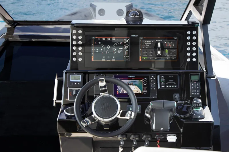 Slide: The Image of 2025 Ranieri CAYMAN 45.0 Cruiser dashboard with advanced navigation and control systems. - 8