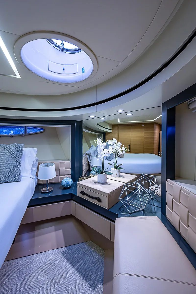 Slide: The Image of Luxurious interior of 2014 Pershing 92 yacht with modern decor and elegant furnishings. - 18