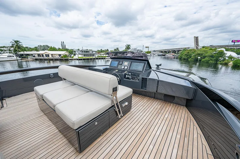 Slide: The Image of Luxurious 2014 Pershing 92 yacht with spacious deck and modern seating. - 33