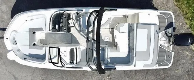 Slide: The Image of 2023 Bayliner VR6 Bowrider Outboard on trailer, side view. - 3