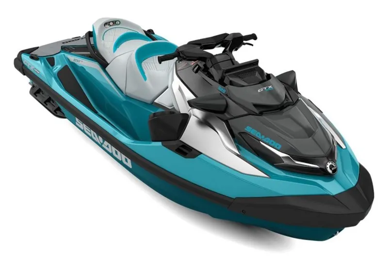 Slide: The Image of 2026 Sea-Doo GTX Limited 325 in teal and black, showcasing sleek design and advanced features. - 22