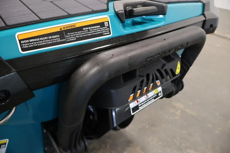 Slide: The Image of 2026 Sea-Doo GTX Limited 325 rear view with safety warning label. - 23