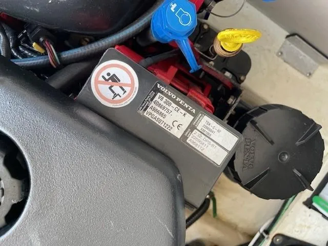 Slide: The Image of Engine compartment of a 2018 Regal 35 Sport Coupe with Volvo Penta components. - 23