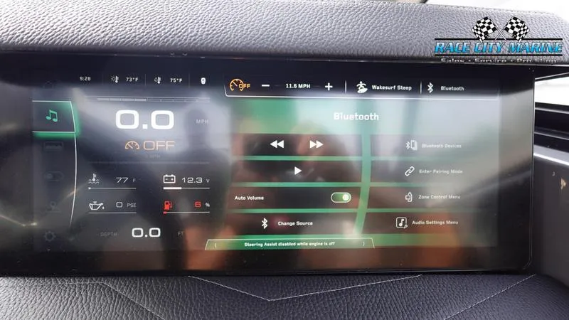 Slide: The Image of Dashboard display of 2025 Nautique Super Air Nautique G25 with Bluetooth and control settings. - 39