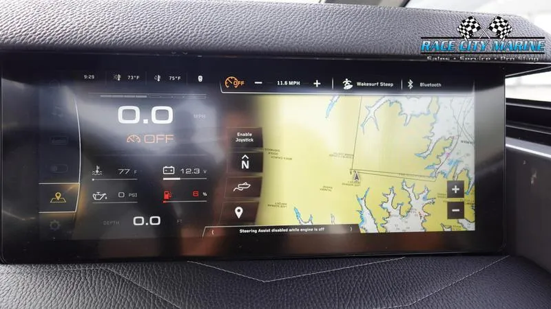 Slide: The Image of 2025 Nautique Super Air Nautique G25 dashboard with navigation and performance display. - 42