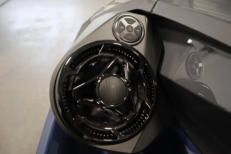 Slide: The Image of 2025 Sea-Doo GTX™ 230 audio system with control panel, featuring sleek black design. - 7