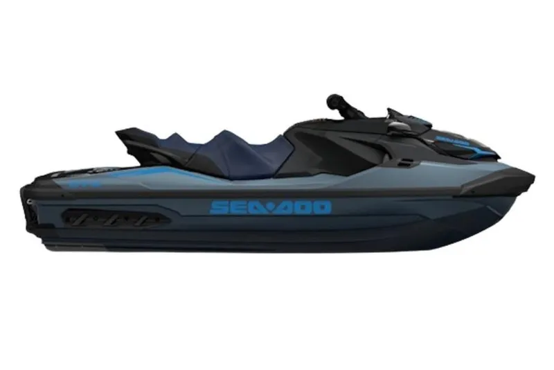 Slide: The Image of 2025 Sea-Doo GTX 230 jet ski in blue and black. - 21