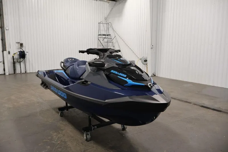 Slide: The Image of 2025 Sea-Doo GTX 230 jet ski in a warehouse. - 8