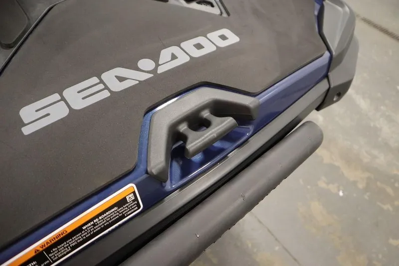Slide: The Image of 2025 Sea-Doo GTX 170 rear deck with logo and handle detail. - 21