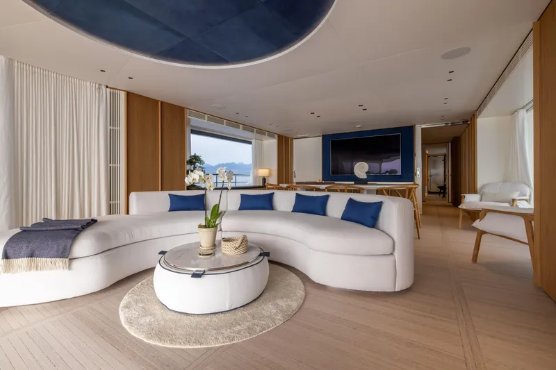 Slide: The Image of Luxurious interior of 2025 Benetti Oasis 34M yacht with modern furnishings and elegant decor. - 19