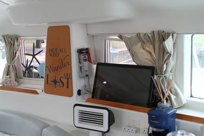 Slide: The Image of Interior of 2004 Lagoon 380 catamaran with decor and electronic equipment. - 21