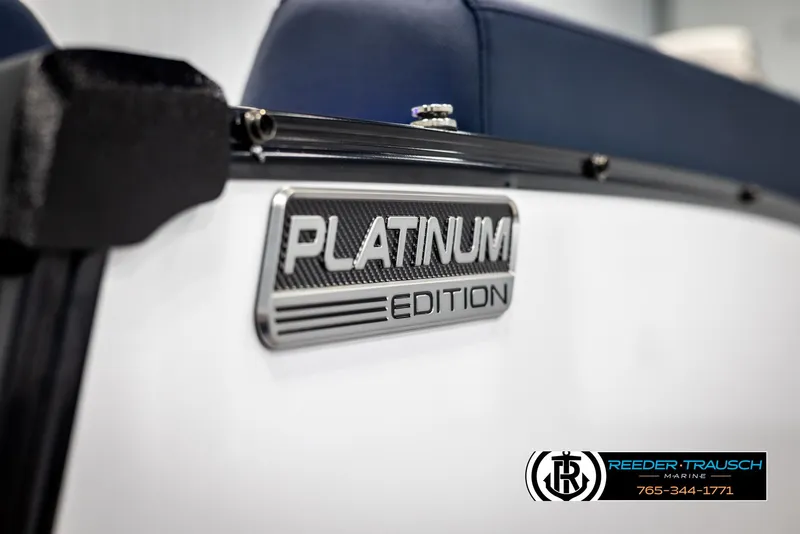 Slide: The Image of 2025 Avalon Catalina Entertainer Platinum Edition badge with Reeder-Trausch Marine logo. - 47