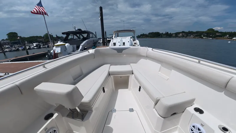 Slide: The Image of Interior view of 2025 Sailfish 272 CC boat at dock. - 24