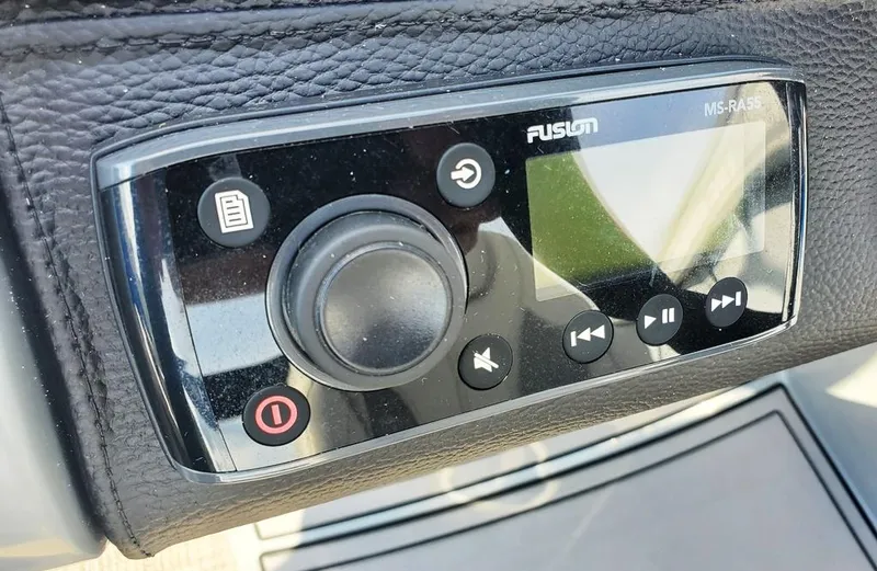 Slide: The Image of Fusion MS-RA55 stereo control panel on 2021 Godfrey Monaco 235RL boat. - 14