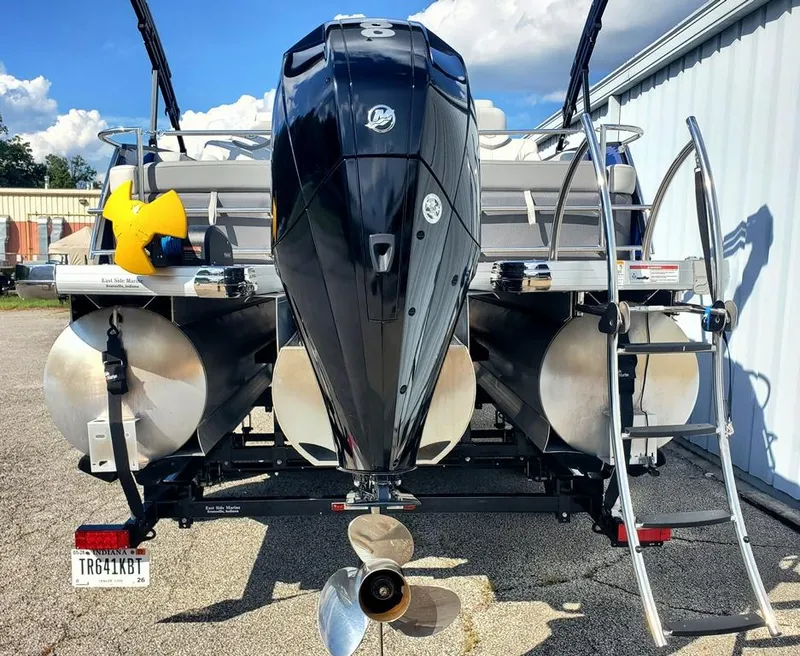 Slide: The Image of 2021 Godfrey Monaco 235RL triple tube pontoon boat with powerful outboard motor. - 8