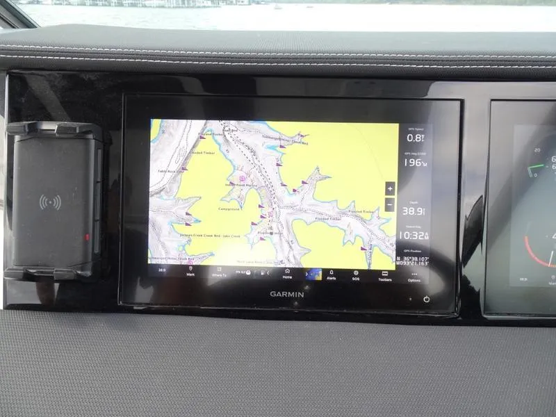 Slide: The Image of Garmin navigation display in 2025 Cobalt R33 boat dashboard. - 24
