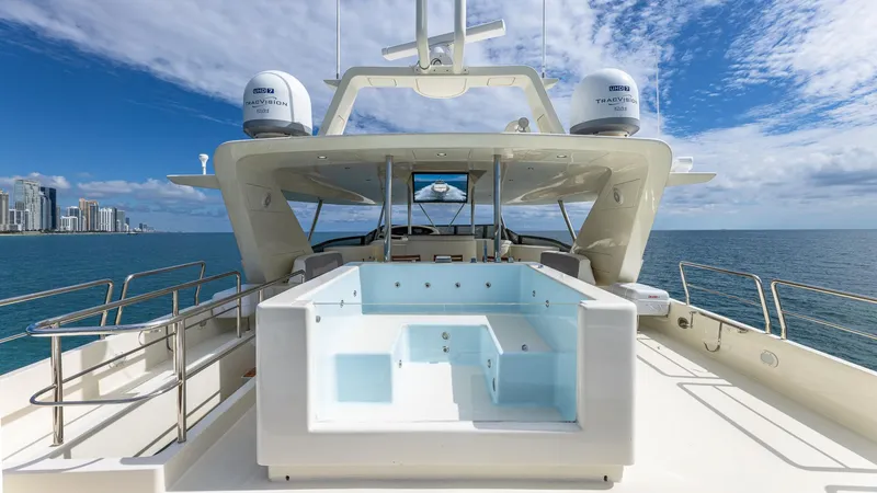 Slide: The Image of Luxurious 2000 Azimut 100 Jumbo yacht with spacious deck and stunning ocean view. - 27