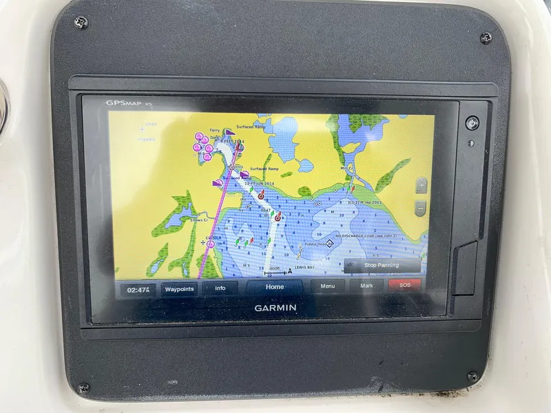 Slide: The Image of Garmin GPS navigation screen on 2004 Sea Ray 320 Sundancer boat. - 20