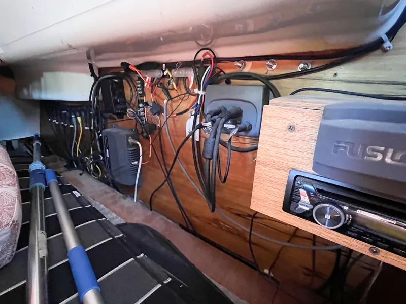 Slide: The Image of Electronics and wiring inside a 1989 Jeanneau Voyage 11.20 yacht. - 9