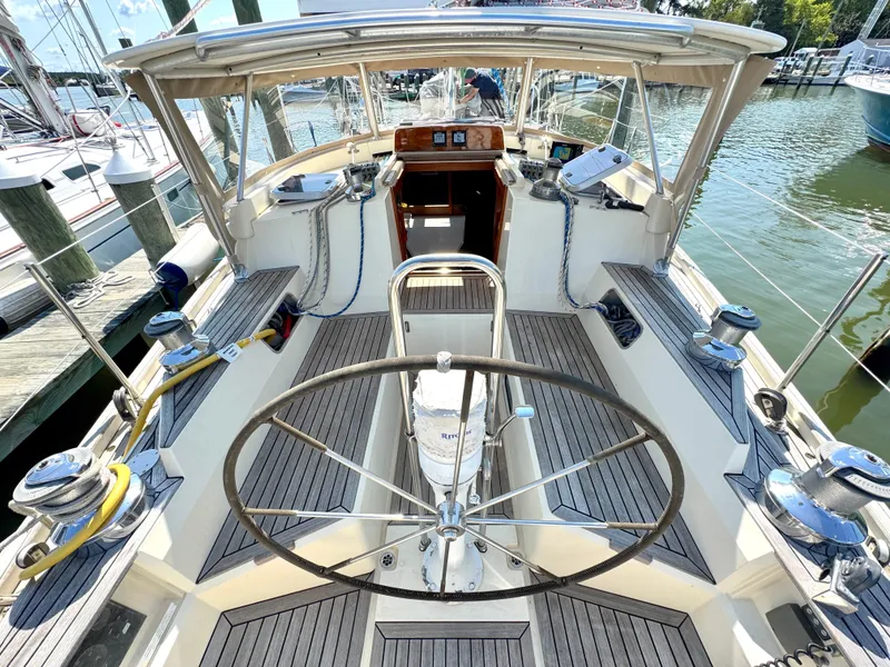 Slide: The Image of Interior view of a 1999 Bowman 48 Aft Cockpit sailboat. - 33