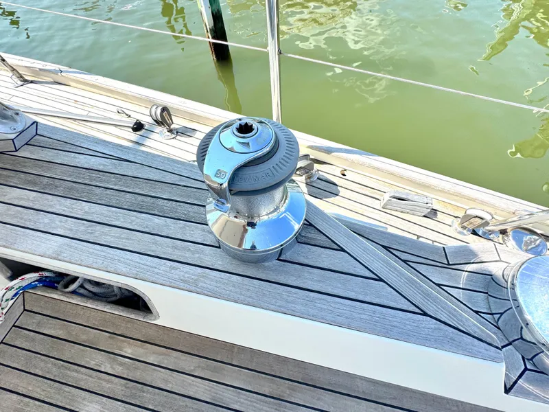 Slide: The Image of Deck of a 1999 Bowman 48 Aft Cockpit with winch. - 38