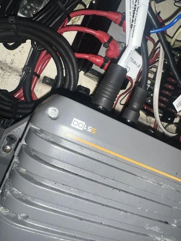 Slide: The Image of Close-up of 2018 Fountain 38CC LS engine wiring and components. - 19