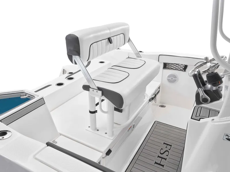 Slide: The Image of 2025 Yamaha Boats 222FSH SPORT interior with sleek seating and modern controls. - 30