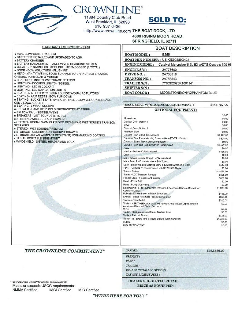 Slide: The Image of 2024 Crownline Eclipse E255 boat specifications and pricing details. - 47