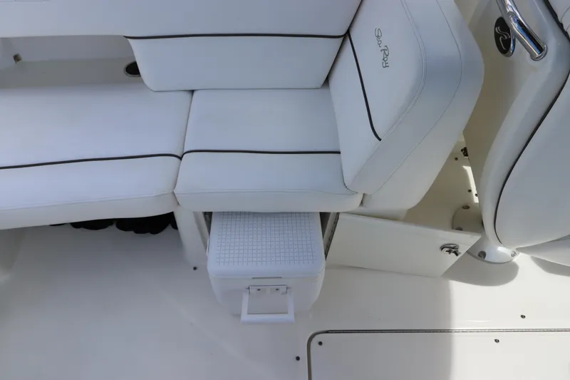 Slide: The Image of Interior of 2009 Sea Ray 270 Select EX with white seating area. - 14