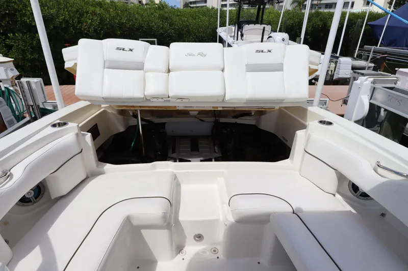 Slide: The Image of Interior of a 2009 Sea Ray 270 Select EX boat with white seating. - 37