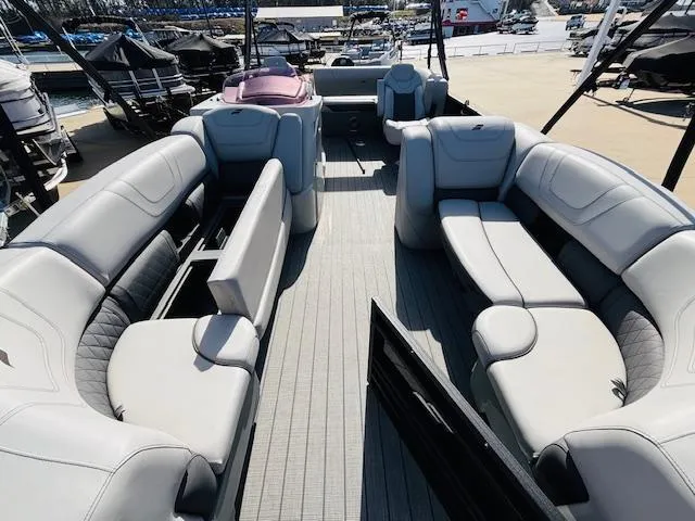 Slide: The Image of 2023 Starcraft SLS-5 Q DH boat interior with spacious seating and modern design. - 15