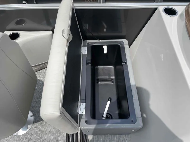 Slide: The Image of 2024 Sylvan Mirage 818 Fish boat seat with built-in storage compartment. - 10